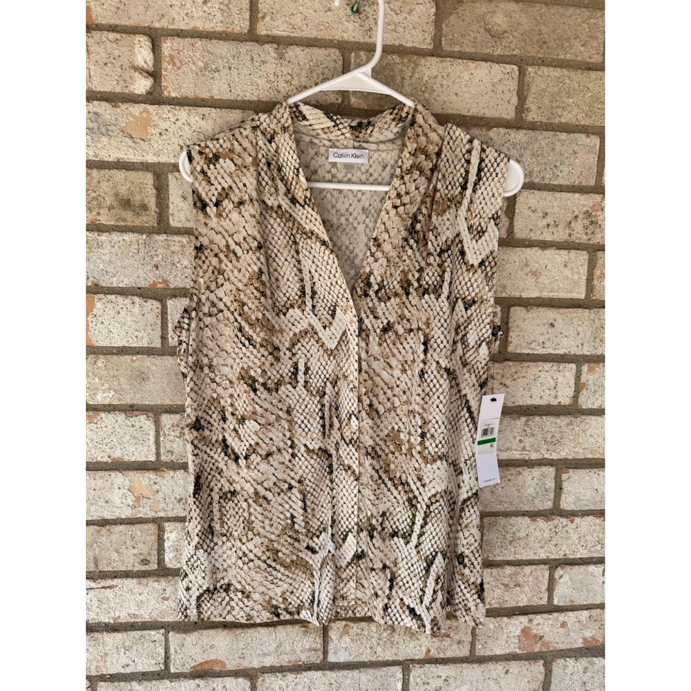 Calvin Klein Women’s Snakeskin Print Blouse Size Large NWT